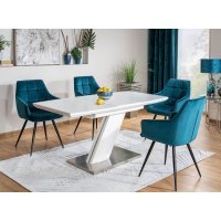 Scaun Tapitat LILIA VELVET Genarom SN Negru/ Bluvel 19